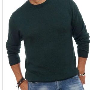 BLANQ AZUL Men's Forest Green Alpaca Crewneck Sweater